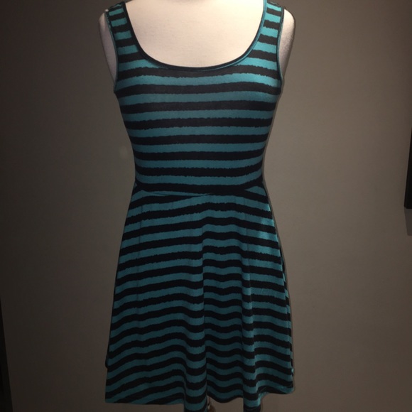 Ladies dress blue and black striped size M - Picture 1 of 3